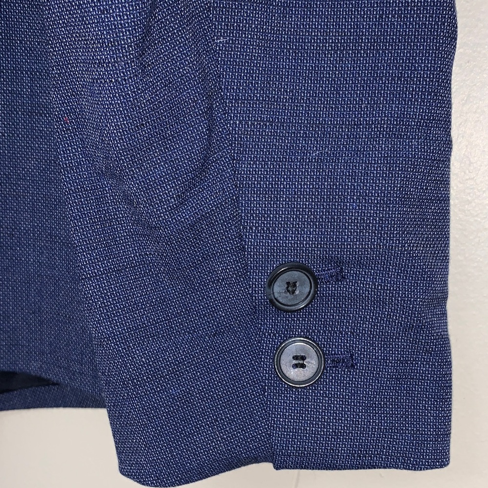 LOFT Navy Blue Textured Single-Button Blazer - Picture 9 of 9